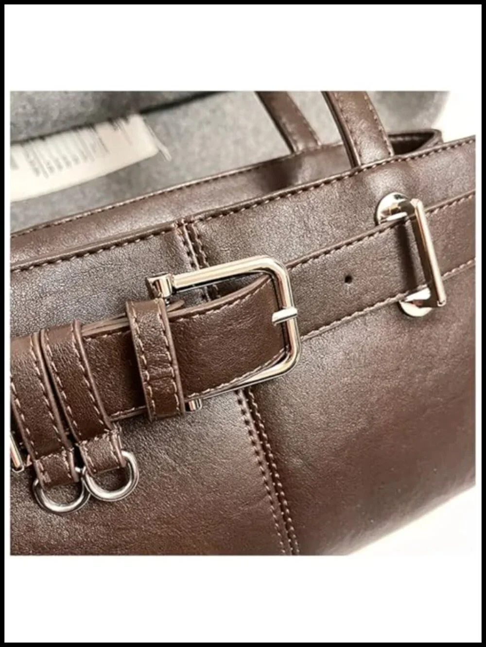 Vintage Y2K Hobo Purse with Belt Buckle Small PU Leather Underarm Satchel
